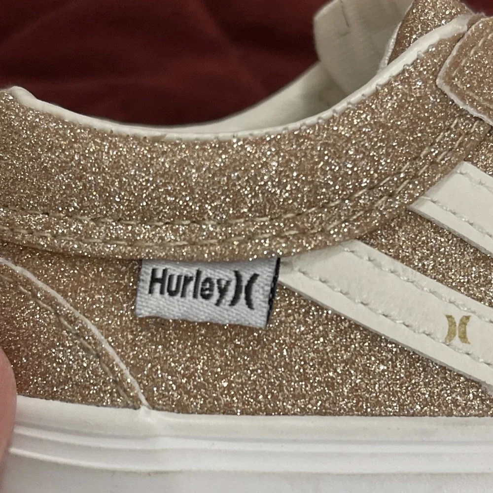 Hurley Toddler Children's Sz 5 Casual Sneakers Gold‎ & White Sparkle Broady - GT